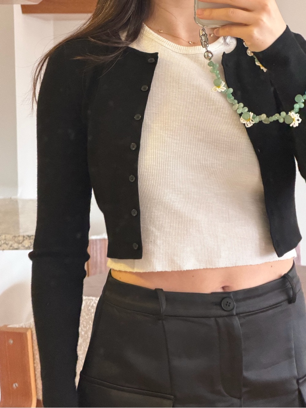 Sunday Best Black Cropped Button Cardigan